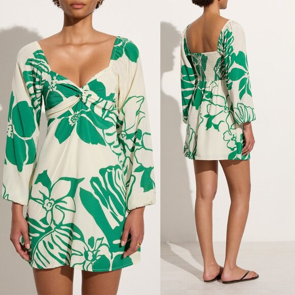 NWT Faithful The Brand Fabiana Floral Mini Dress Sweetheart Neckline Long Sleeve - Picture 1 of 9